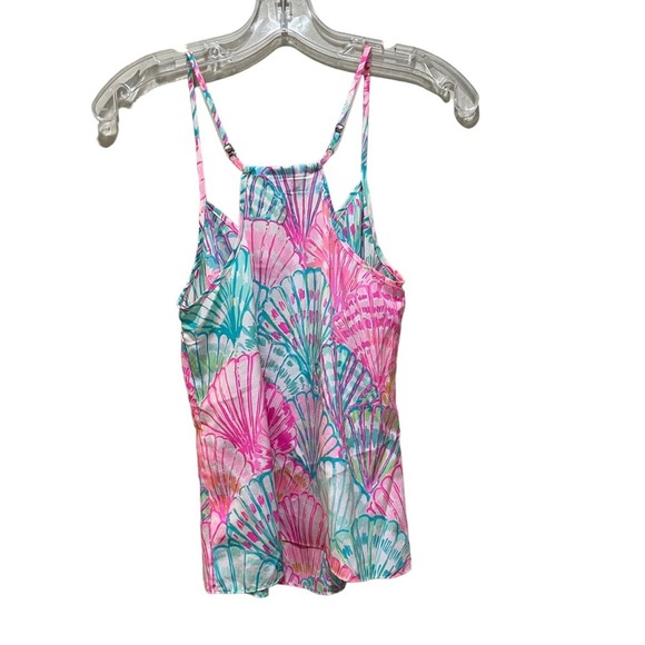 Lilly Pulitzer Oh Shello Dusk Racerback Silk Tank Top Pink Blue size XXS - Picture 6 of 8
